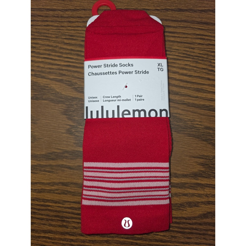 Lululemon Power Stride Crew Socks XL Dark Red Pink OXFD Unisex LU9DBNS NWT